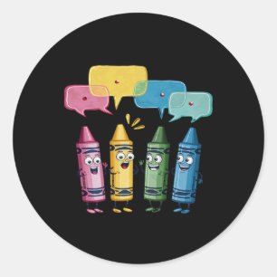 Womens Fashionable Crayon Mood Colour Crayons Teac Classic Round Sticker