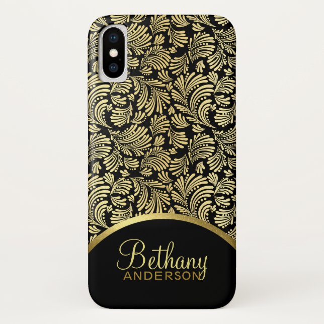 Women's Faux Gold Metallic Floral Abstract Pattern Case-Mate iPhone Case (Back)