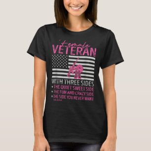 Womens Female Veteran With Three Sides Mum Mother T-Shirt