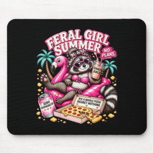 Womens Feral Girl Summer Funny Racoon Girls Trip Mouse Pad
