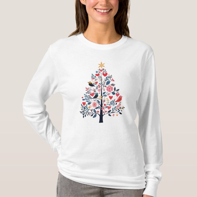 Women's Festive Christmas Tree Tee (Front)