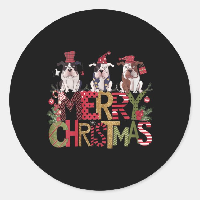 Womens Festive merry Christmas' Bulldogs  Classic Round Sticker (Front)