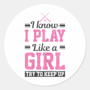 Womens Field Hockey Girl Funny Hockey Player Gift Classic Round Sticker