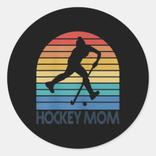 Womens Field Hockey Mom Retro Vintage Sunset Mothe Classic Round Sticker