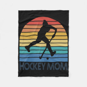 Womens Field Hockey Mom Retro Vintage Sunset Mothe Fleece Blanket