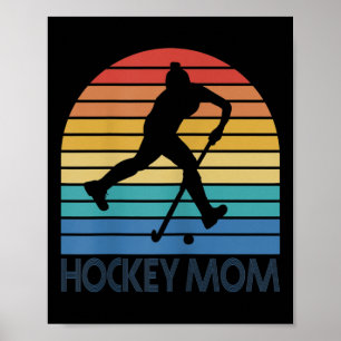 Womens Field Hockey Mom Retro Vintage Sunset Mothe Poster