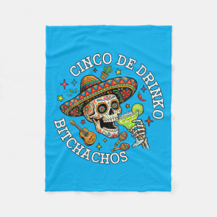 Womens Fiesta Drink Achos Drinking Skull Sombrero Fleece Blanket