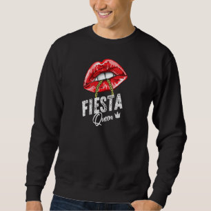 Womens Fiesta Queen Women Lips Chain Spanish Latin Sweatshirt