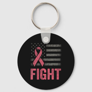 Womens Fight - Fight Survivor American Flag Cancer Key Ring