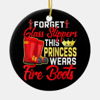 Womens Firefighter Female Fire Fighter Ceramic Ornament