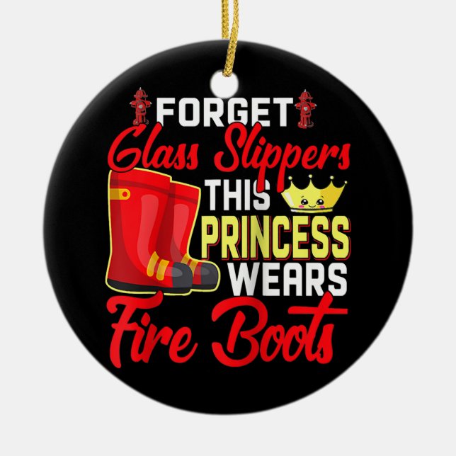 Womens Firefighter Female Fire Fighter Ceramic Ornament (Front)