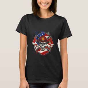 Womens Firefighting Firefighter Axe & Helmet Fire T-Shirt