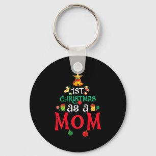 Womens First Christmas As A Mom Funny Xmas New Mom Key Ring