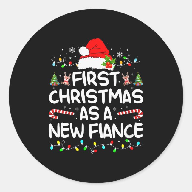 Womens First Christmas With My Hot New Fiance Enga Classic Round Sticker (Front)