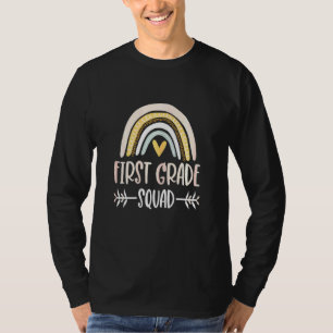 Womens First Grade Squad Boho Rainbow Back To Scho T-Shirt