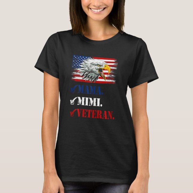 Womens First Mama Now Mimi Cute American Eagle Fla T-Shirt (Front)
