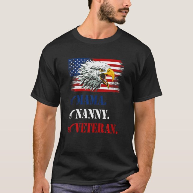 Womens First Mama Now Nanny American Eagle Flag Fa T-Shirt (Front)