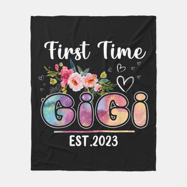 Womens First Time Gigi Est. 2023 Promoted To New Fleece Blanket (Front)