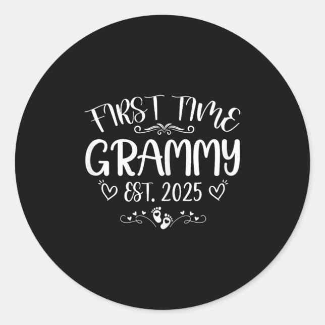 Womens First Time Grammy Est 2025 Soon To Be Mom M Classic Round Sticker (Front)