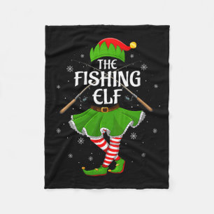 Womens Fishing Elf Christmas Family Girls Women El Fleece Blanket