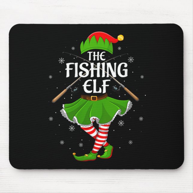 Womens Fishing Elf Christmas Family Girls Women El Mouse Pad (Front)