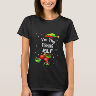 Womens Fishing Elf Matching Family Group Christmas T-Shirt