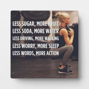 Women's Fitness Inspirational Words - More Action Plaque