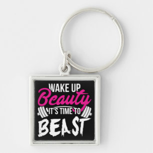 Women's Fitness - Wake Up Beauty, Time To Beast Key Ring