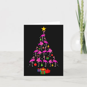 Womens Flamingo Christmas Tree Pajamas Santa Hat F Card