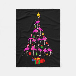 Womens Flamingo Christmas Tree Pajamas Santa Hat F Fleece Blanket