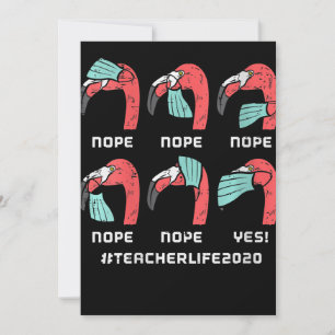 Womens Flamingo Face Mask Teacher Life 2020 Social Holiday Card