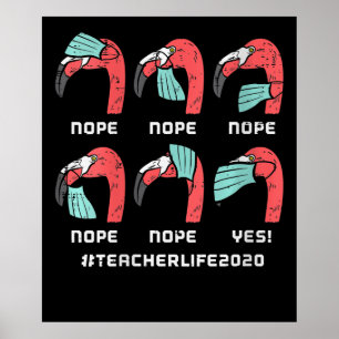 Womens Flamingo Face Mask Teacher Life 2020 Social Poster