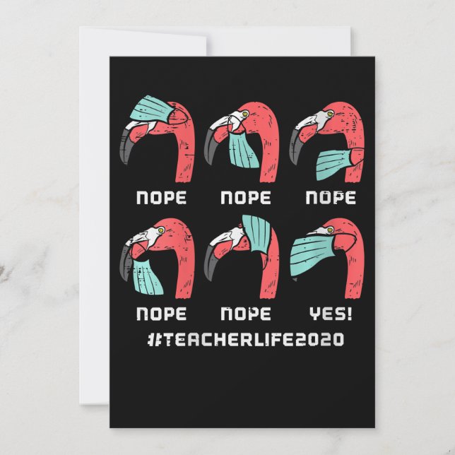 Womens Flamingo Face Mask Teacher Life 2020 Social Thank You Card (Front)