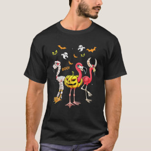 Women's Flamingo Happy Halloween Mummy Witch Demon T-Shirt