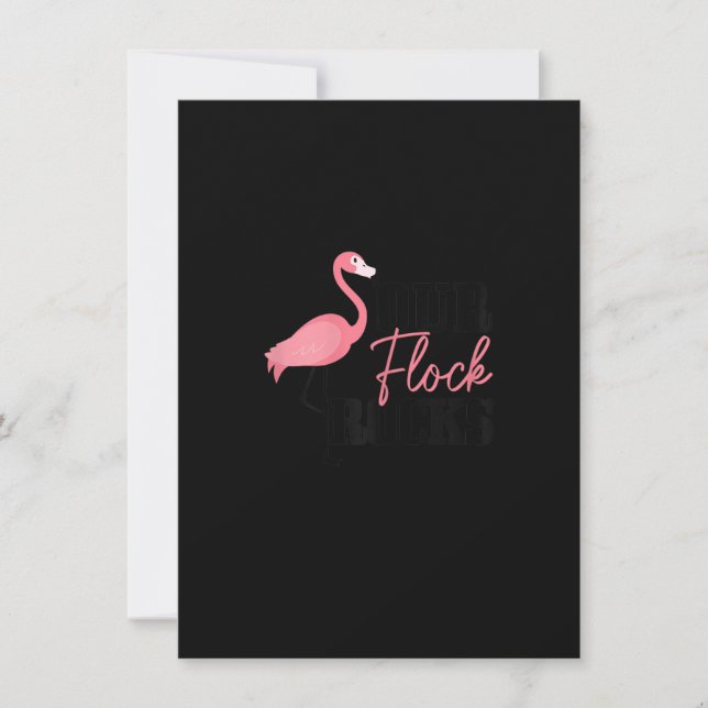 Womens Flamingo Our Flock Rocks Funny Girls Matchi Invitation (Front)
