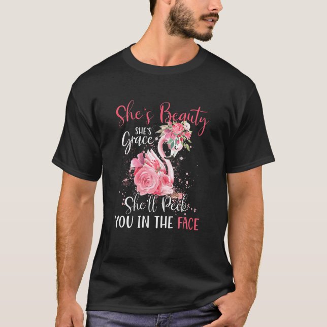 Womens Flamingo Shes Beauty Shes Grace Shell Punch T-Shirt (Front)