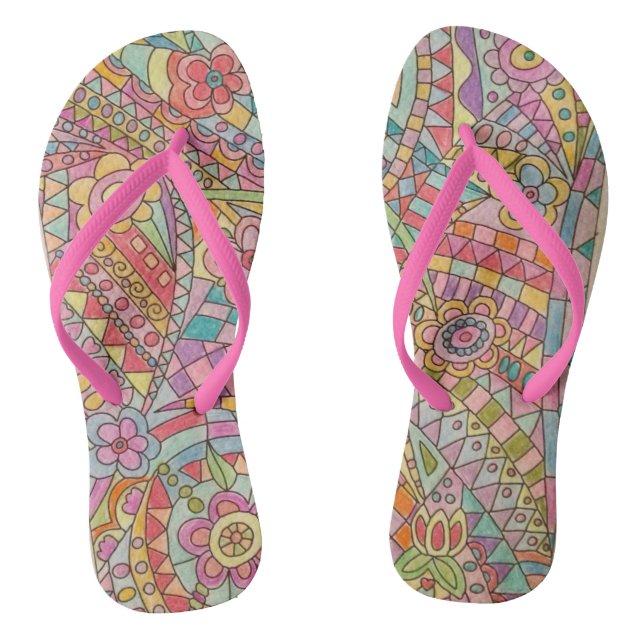 Women's Flip Flops, Slim Straps Thongs (Footbed)