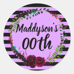 Women's Floral 80th 90th 91st 92nd 95th 98th 99th Classic Round Sticker