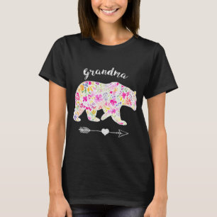 Womens Floral Grandma Bear Funny Mother's Day  T-Shirt