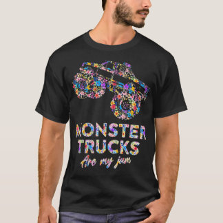 Womens Floral Monster Truck Are My Jam VNeck  T-Shirt