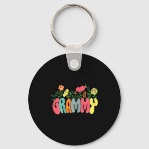 Womens floral retro vintage grammy happy mothersWo Key Ring