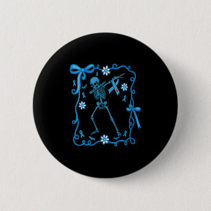 Womens Floral Skeleton Diabetes Awareness Ribbons 6 Cm Round Badge