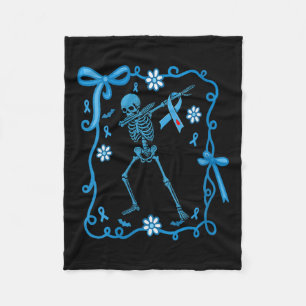 Womens Floral Skeleton Diabetes Awareness Ribbons  Fleece Blanket