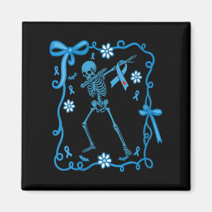 Womens Floral Skeleton Diabetes Awareness Ribbons Magnet