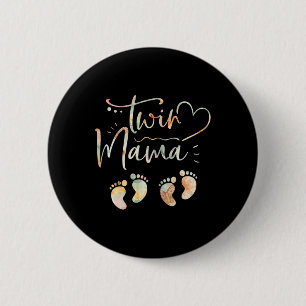 Womens Floral Twin Mama Mum To Be Pregnant With Tw 6 Cm Round Badge