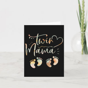 Womens Floral Twin Mama Mum To Be Pregnant With Tw Card