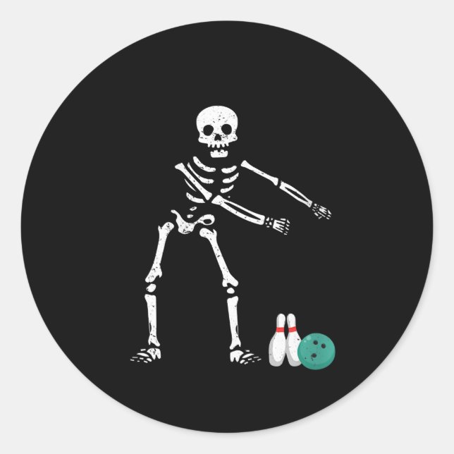 Womens Flossing Skeleton Funny Bowling Lover Floss Classic Round Sticker (Front)