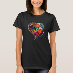 Womens Flower Afro Black Women African American 8 T-Shirt