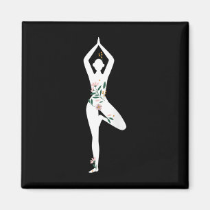 Womens Flower Lover Meditation Yoga Ckprint Magnet