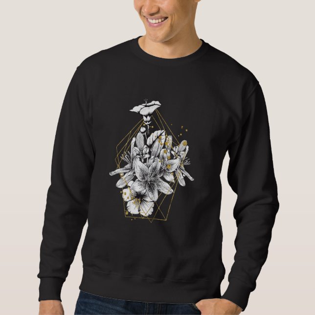 Womens Flower of Life Mandala with Yoga Tattoo Hen Sweatshirt (Front)
